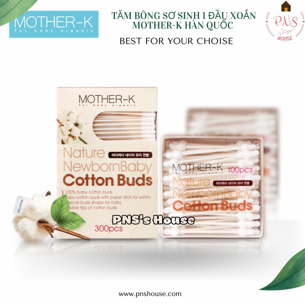 (Nhập khẩu Cty Chính Hãng)Tăm bông sơ sinh Mother-K Hàn Quốc