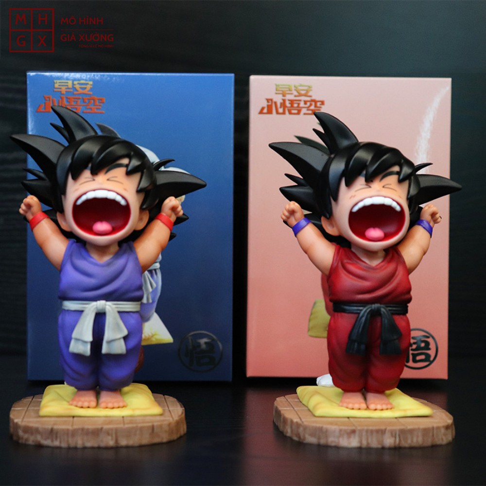 Siêu dễ thương Mô Hình Son Goku Ngáp Ngủ ( 2 màu áo ) - Cao 14cm - Tượng Figure Songoku Dragonball