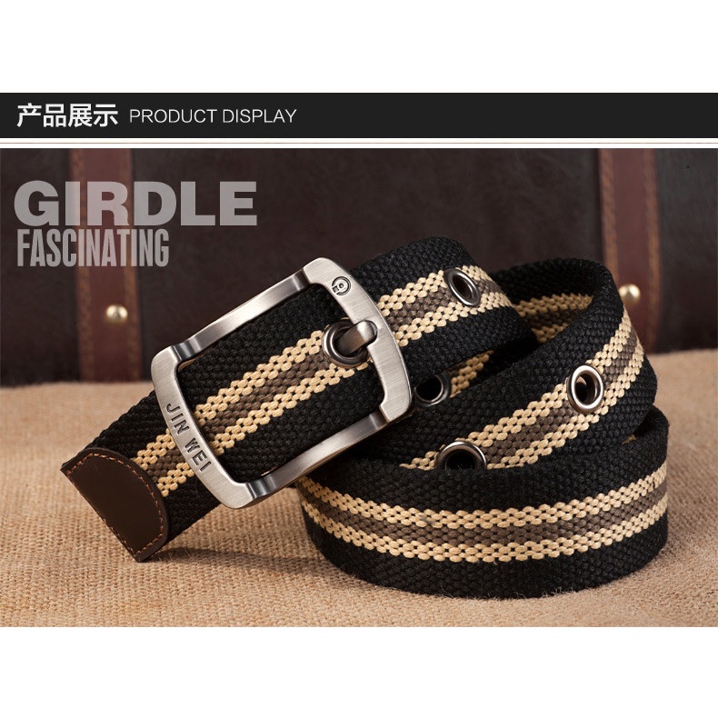 Thắt lưng vải chất liệu canvas Size 3.8 x 110cm,khóa kim loại,phong cách bền đẹp độc đáo