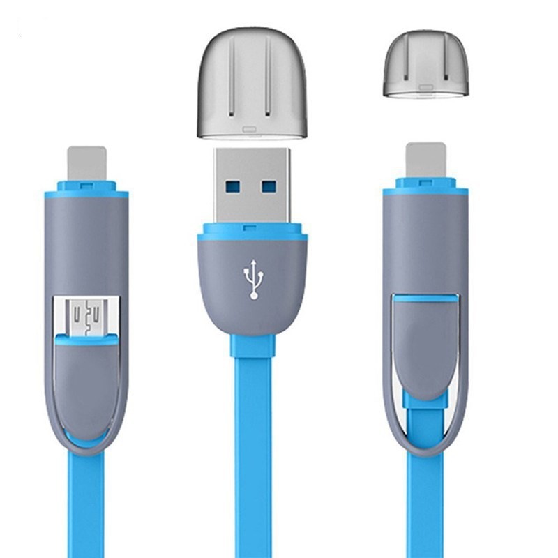 Dây Cáp Sạc 1M 2 Trong 1 Cổng Lightning Micro Usb Cho Điện Thoại Android Iphone