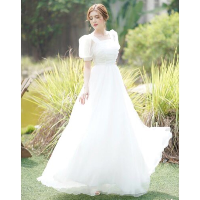 Đầm dạ hội tay phồng váy xòe, dạ hội đen, dạ hội trắng đơn giản chụp ảnh chụp hình cưới đi tiệc
