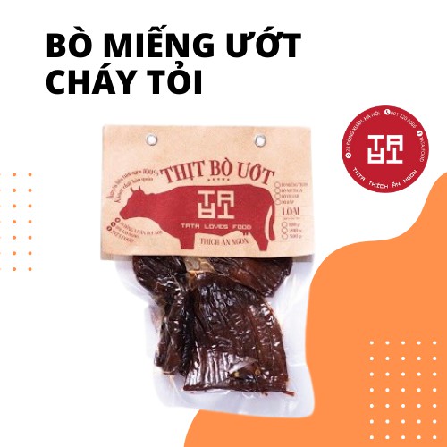 Khô bò miếng ướt cháy tỏi TATA Food đồ ăn vặt Hà Nội gói 100g BMU1