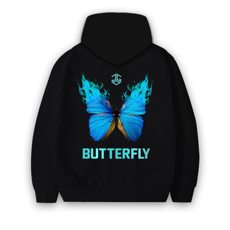 Áo Hoodie BUTTERFLY JOG Unisex Nam Nữ Nỉ Bông Form Rộng