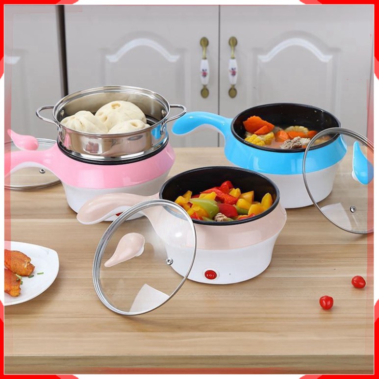 (Tặng vỉ hấp) Nồi lẩu mini Ca nấu mì đa năng chống dính kèm hấp rán chiên xào Siêu tiện lợi sang trọng - tb_gd.us