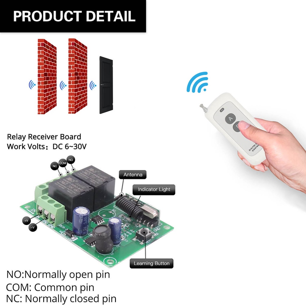Hệ thống điều khiển từ xa DIESE Rf 433Mhz DC 5V~30V 2CH Rf cao cấp thông dụng