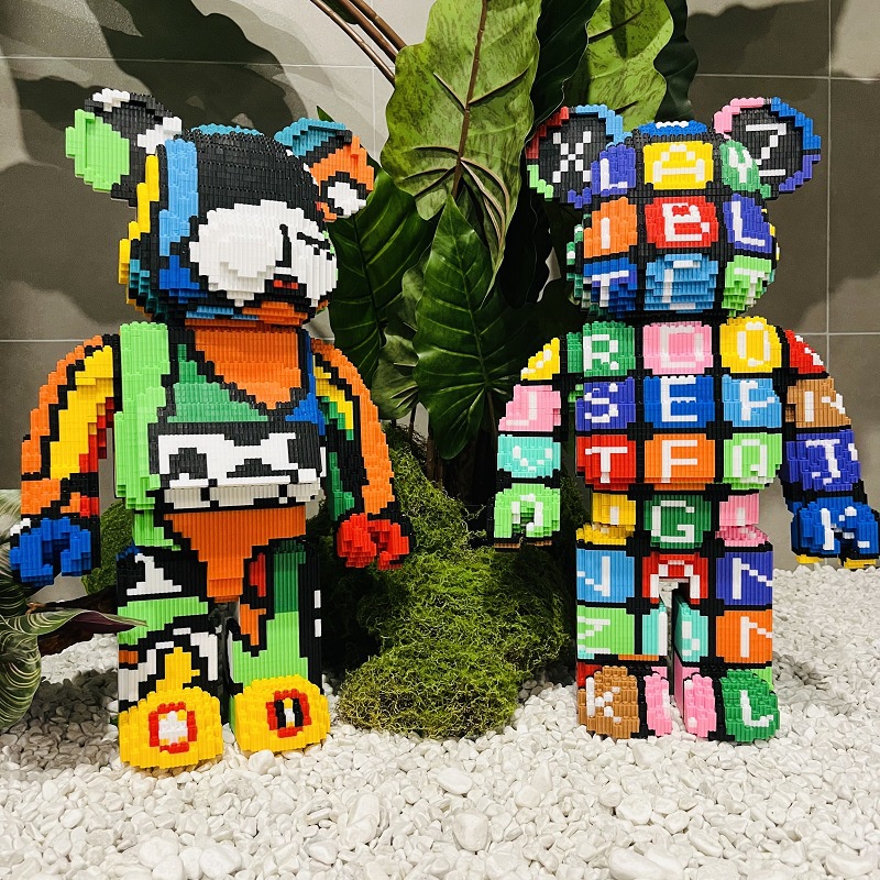 Mô hình lắp ráp gấu Bearbrick kHỔNG LỒ cỡ lớn 55cm siêu hot xếp hình gấu đáng yêu trang trí decor