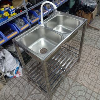 Chậu Rửa Chén+Chân Chậu,KT 43×78×80 - Kèm vòi nhựa