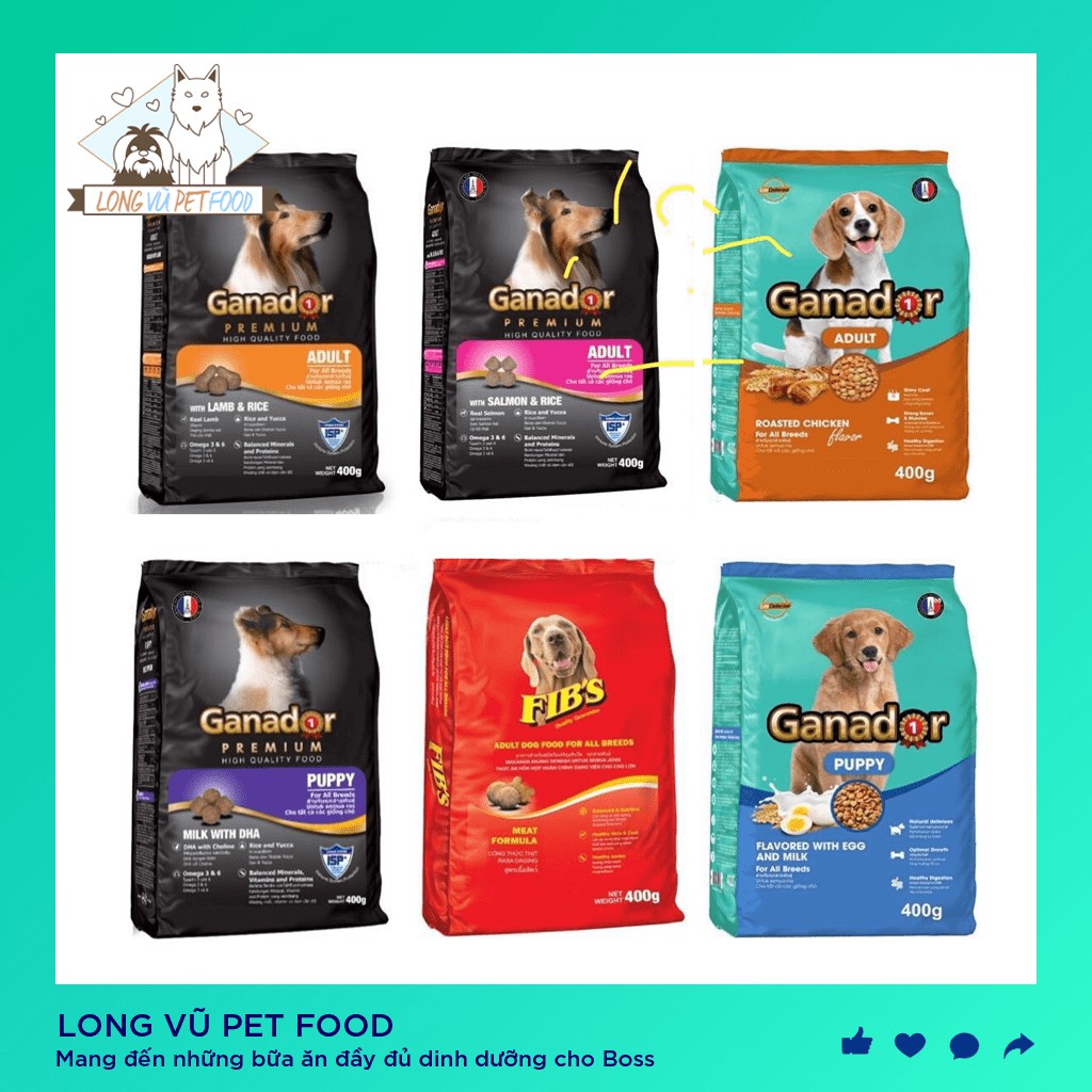 Hạt cho chó Ganador 400g - FIB's  - Thức ăn cho chó mọi lứa tuổi - Long Vũ Pet Food