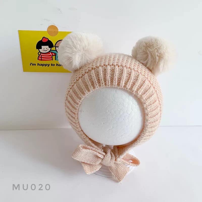 Mũ len 2 cục bông MU020