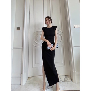 đầm body dáng dài hở lưng xẻ tà