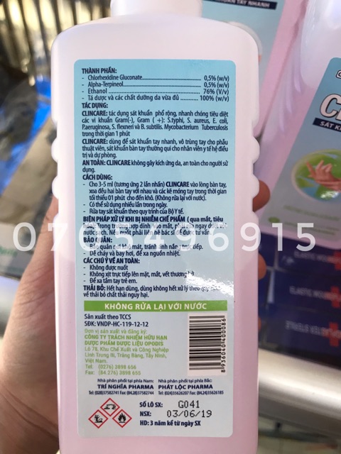 Dung dịch rửa tay sát khuẩn Clincare 500ml ( diệt 99% vi khuẩn ) | BigBuy360 - bigbuy360.vn