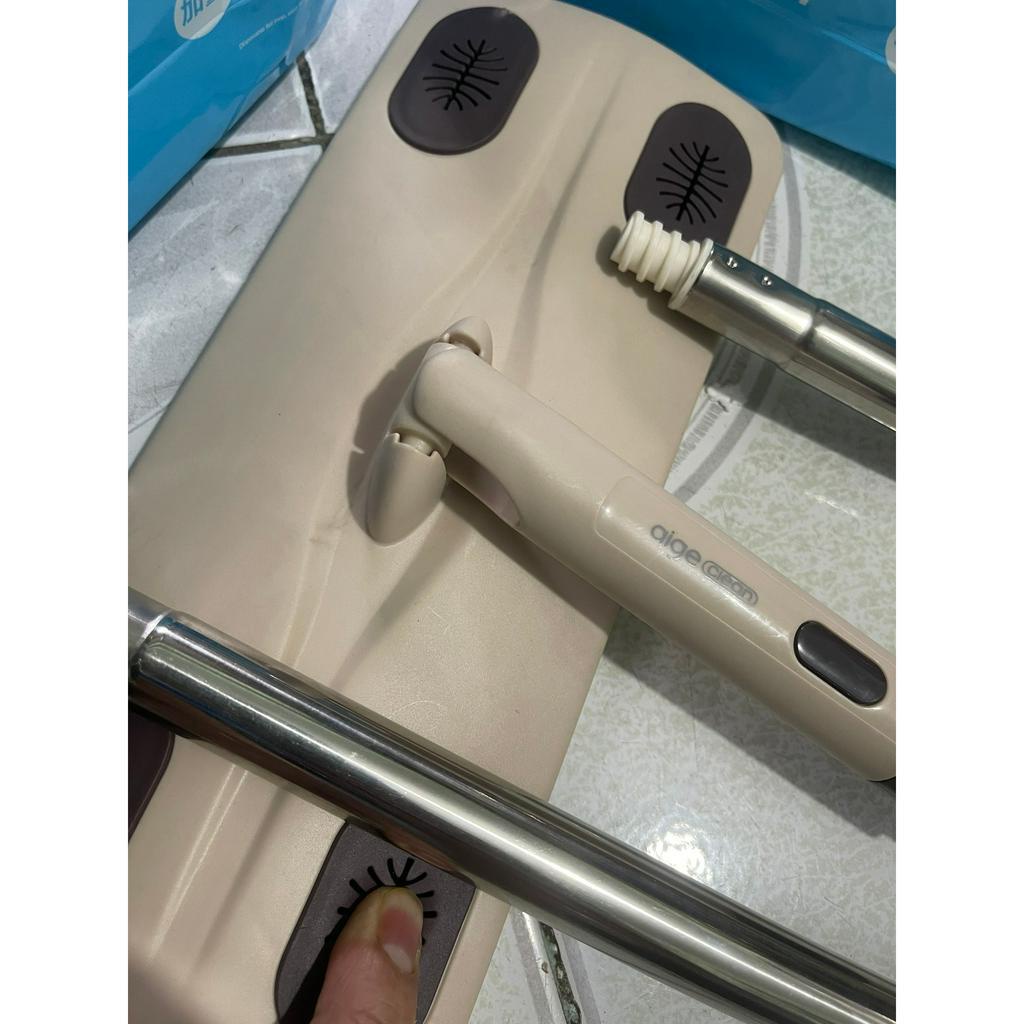 Cây lau nhà siêu lười đa năng inox 304 Aige Hàn Quốc 360 độ khăn khử khuẩn an toàn