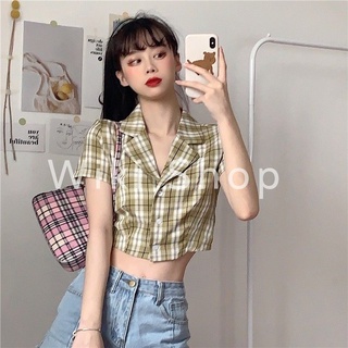 Áo croptop kẻ cổ vest 6 màu A00103