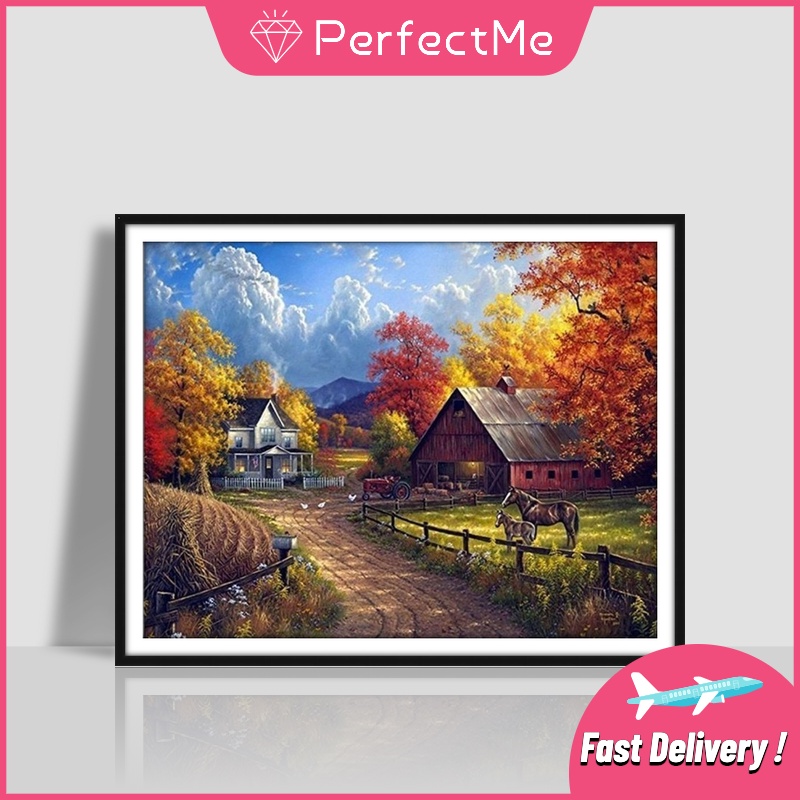 Bộ tranh đính đá 5D họa tiết phong cảnh độc đáo DIY dùng trang trí nhà cửa