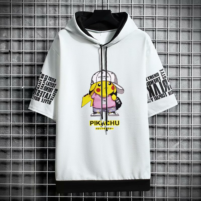 Korean Fashion 2021 Short Sleeve Hoodie For Men There are 6 Colors to choose from