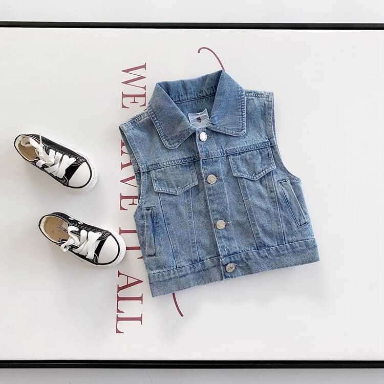 Áo Khoác Denim Không Tay Mềm Mại Thời Trang Mùa Xuân 2022 Dành Cho Bé Trai