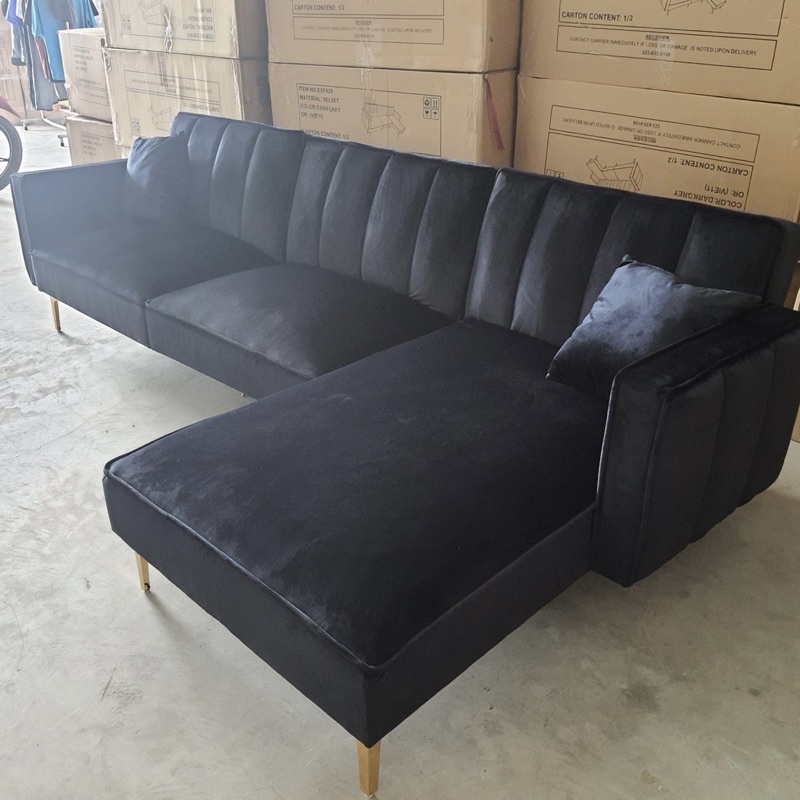ghế sofa góc L giường nằm giá rẻ hàng nhập khẩu cao cấp vải nhung mịn khung gỗ chân thép chắc chắn Trường Mai Sài Gòn