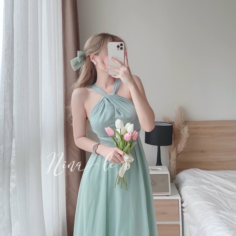 Đầm xoè voan cổ yếm đi biển 🐠Đầm dự tiệc