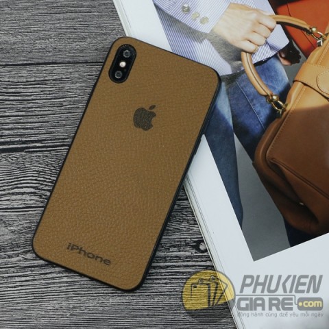 Miếng dán da iPhone X khắc logo da bò 100%