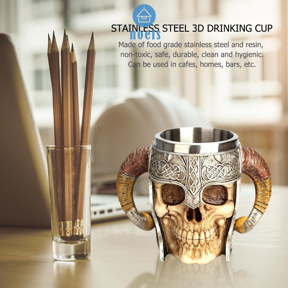 【Promo Ready】Stainless Steel 3D Drinking Cup Resin Skull Mug Beer Tea Cups Bar Drinkware♥noel✧