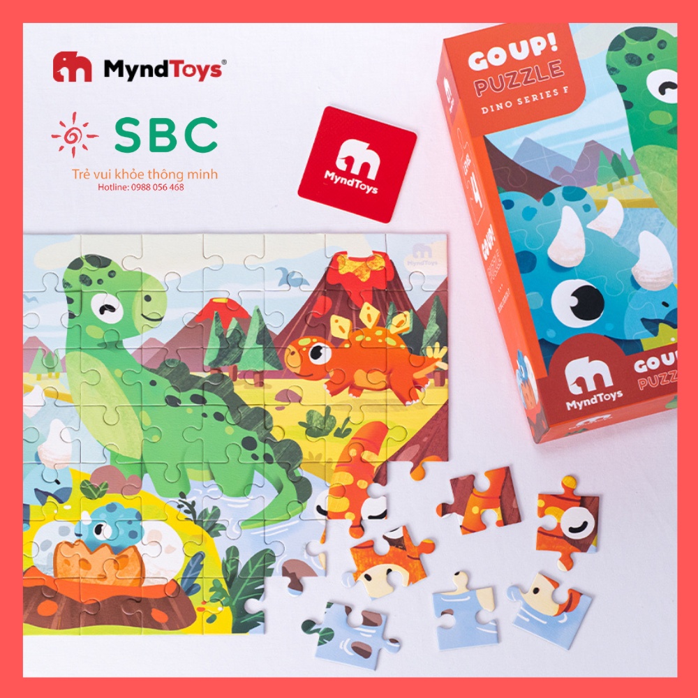 Đồ chơi Myndtoys Việt Nam - Xếp Hình khủng long Go Up! Puzzle Level 4 - Dino Series F Cho Bé 4 Tuổi