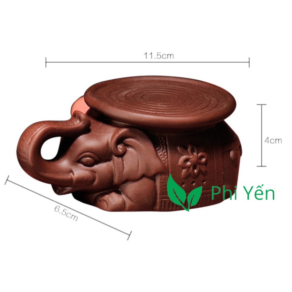Đôn voi tử sa cõng ấm trà chén trà chậu bonsai