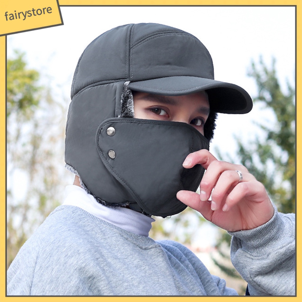 Mũ Lưỡi Trai Phủ Tai Kèm Khẩu Trang Giữ Ấm Cho Nam