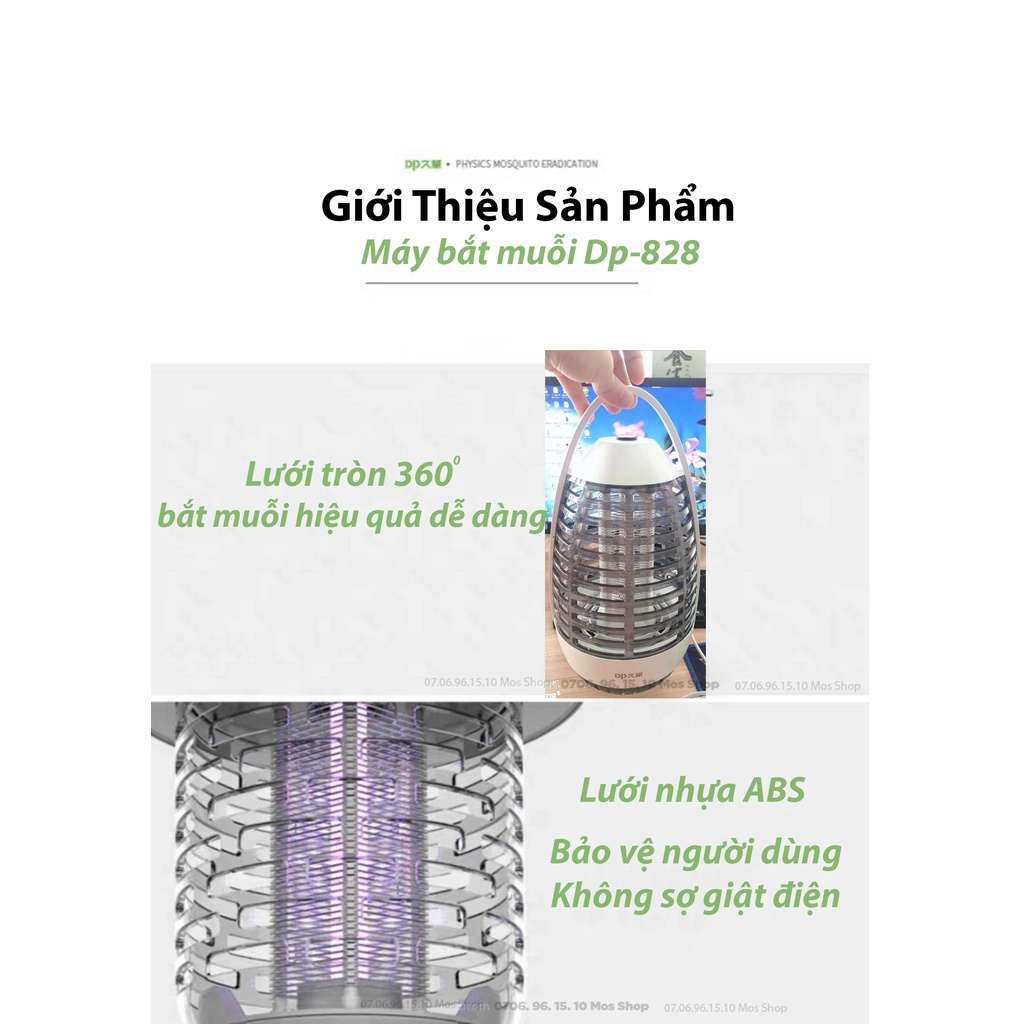 [Bh 1 đổi 1 ] Đèn bắt diệt muỗi và côn trùng DP-828 cổng sạc usb Mos Shop