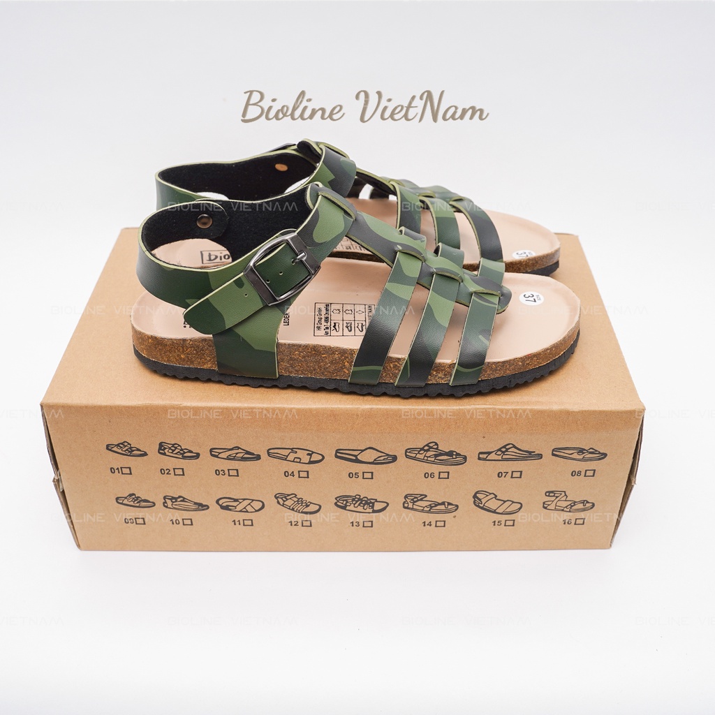 Giày xăng đan đế trấu, Dép Da Pu Camo mã R12