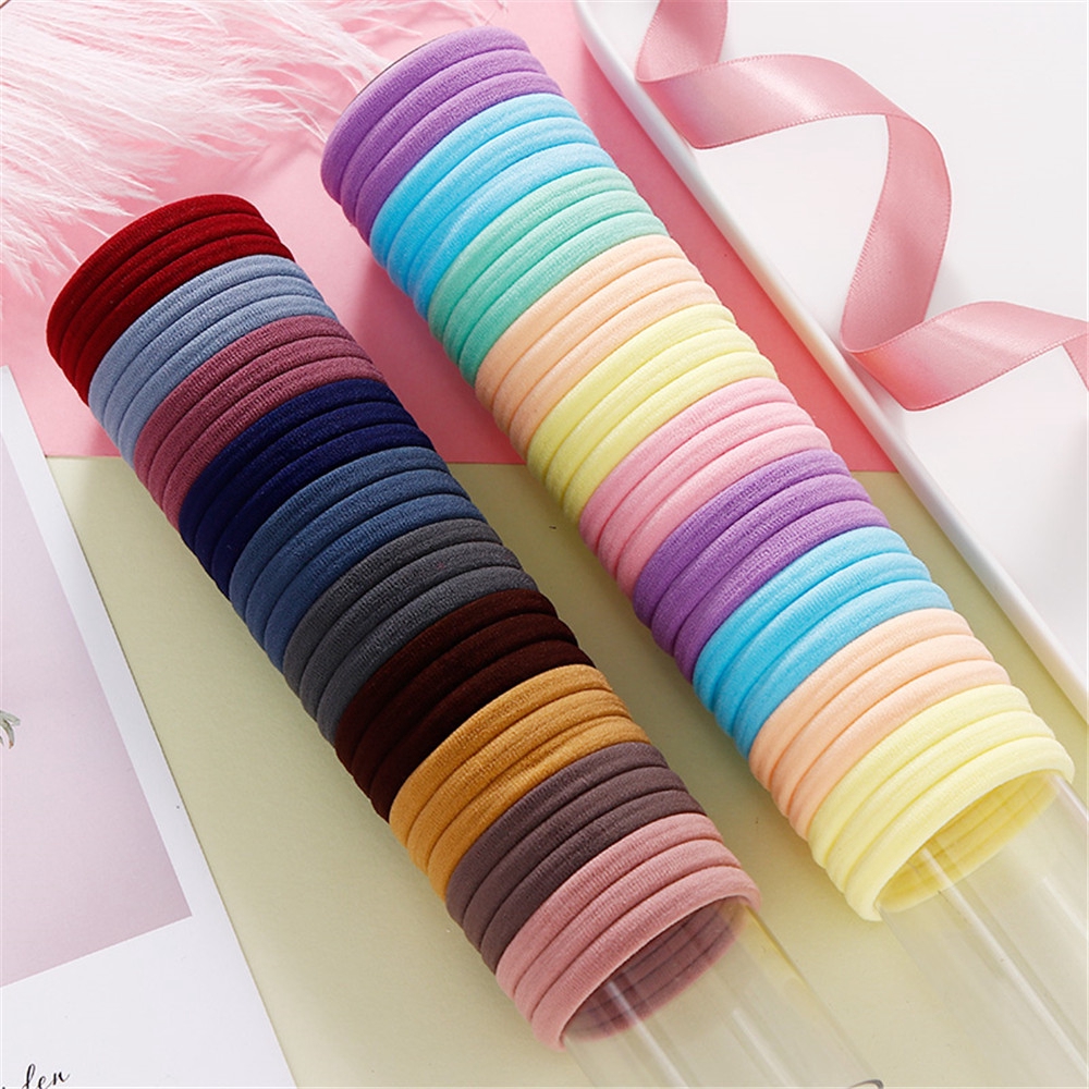 Set 50 dây cột tóc co giãn nhiều màu thời trang cho nữ