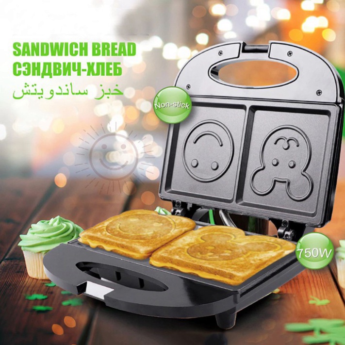 Máy nướng bánh mì gấu, bánh mì hình mặt cười chính hãng Sokany