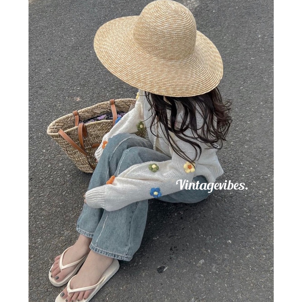 [FREESHIP] Áo khoác len cardigan thêu hoa tiểu thư phong cách Hàn Quốc - Ảnh thật