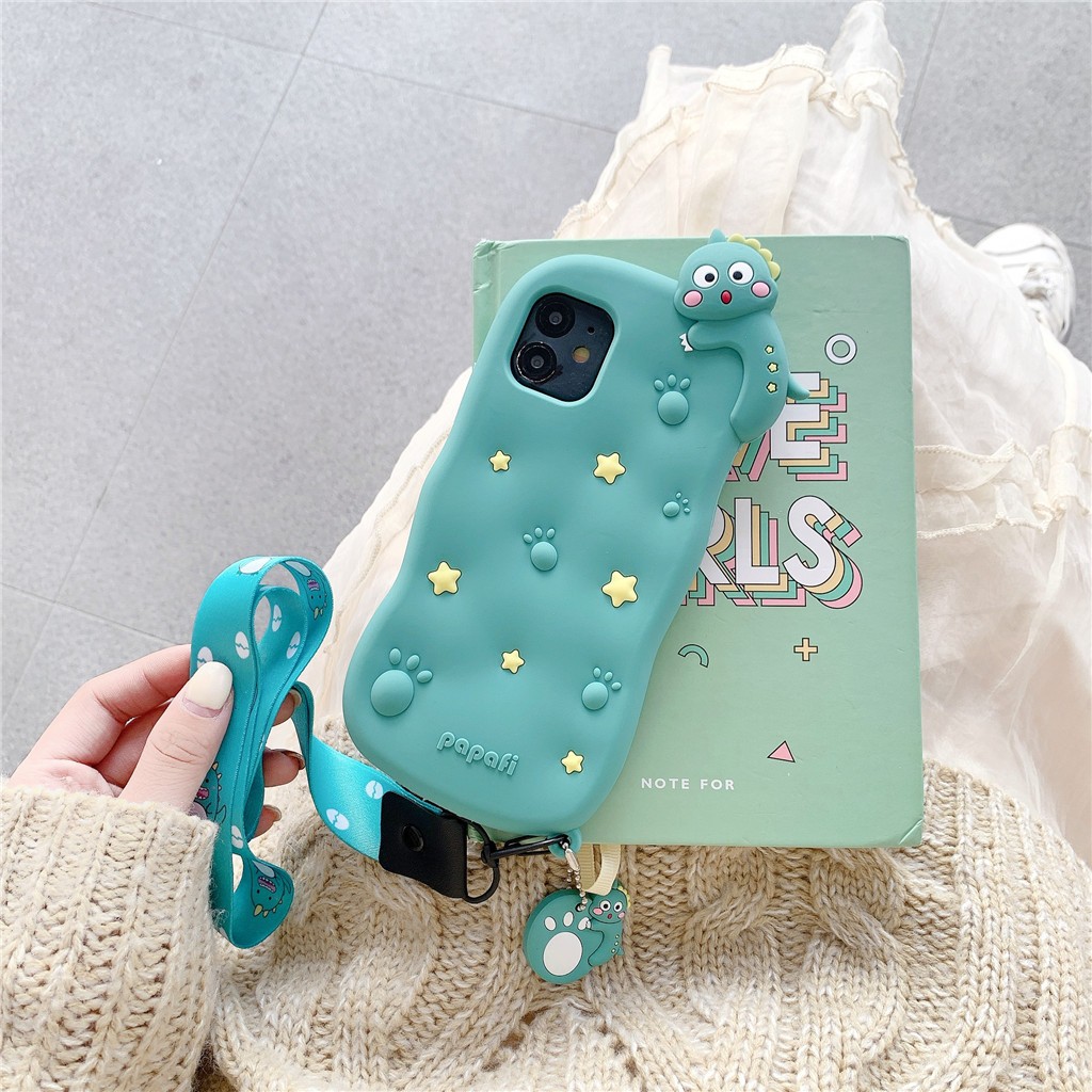 Hoạt Hình Ốp Điện Thoại Silicon Hình Khủng Long Có Dây Đeo Cho Iphone 11 / 12 Pro | BigBuy360 - bigbuy360.vn