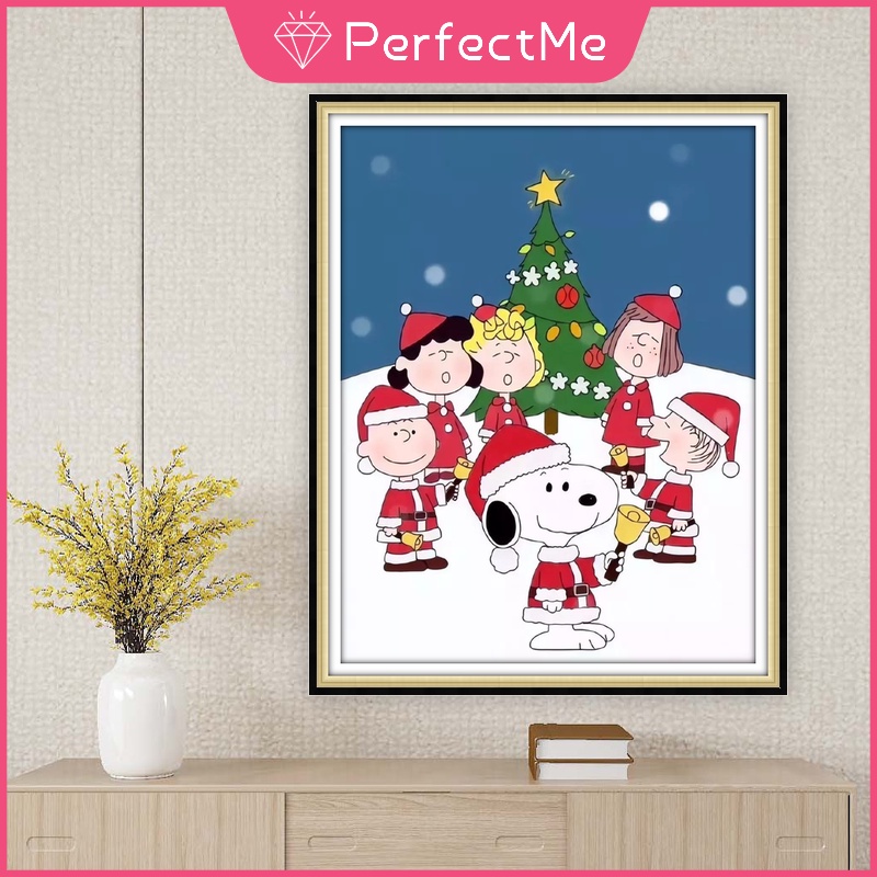 Bộ tranh đính đá 5D DIY hình chó Snoopy 30x40cm để trang trí nhà