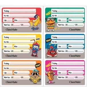 Nhãn Vở Có Keo Dán Sẵn CLASSMATE Cool food Chất Liệu Giấy Bóng Nổi Bật, Bám Dính Tốt 15 Cái/Túi CL-NT232