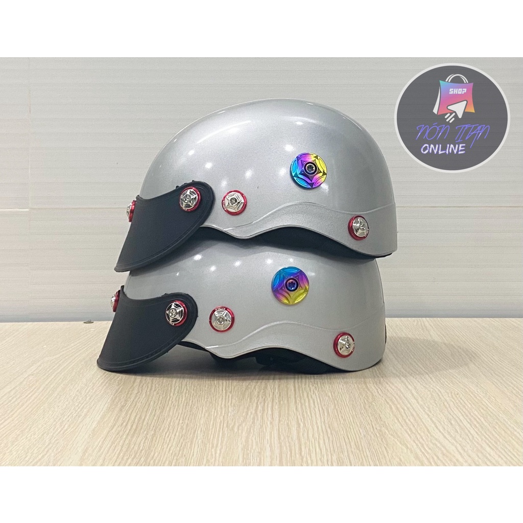 [TẶNG TEM BIKER] Nón Bảo Hiểm Trơn - Sơn Nhiều Màu - Phủ NaNo - Gắn 7 ốc Salaya + Gù Titan Gr5 Siêu Ngầu
