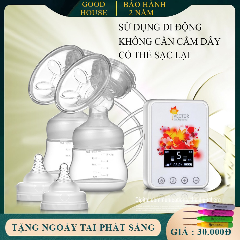 Máy hút sữa điện đôi cao cấp tích hợp tính năng massage kích thích sữa ra nhiều. Tặng kèm pin dự phòng. Bảo hành 2 năm.
