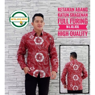 Áo batik nam dài tay prabu kemaman xanh lá / đỏ / xanh lá / hoa hồng