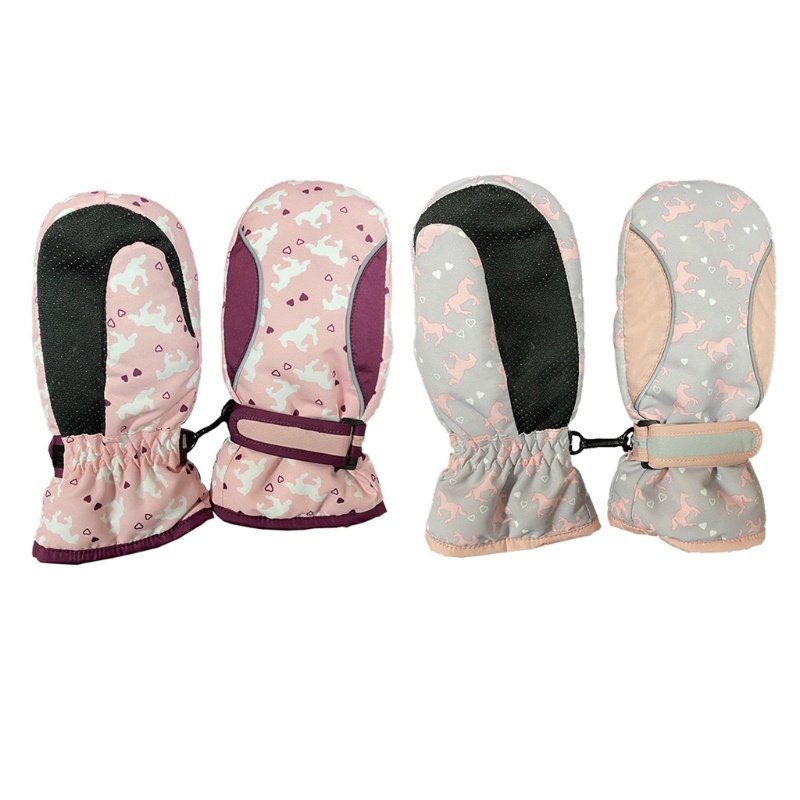 Găng Tay Trượt Tuyết Dày Dặn Ấm Áp Chống Thấm Nước In Họa Tiết Ngựa Pony Dễ Thương Cho