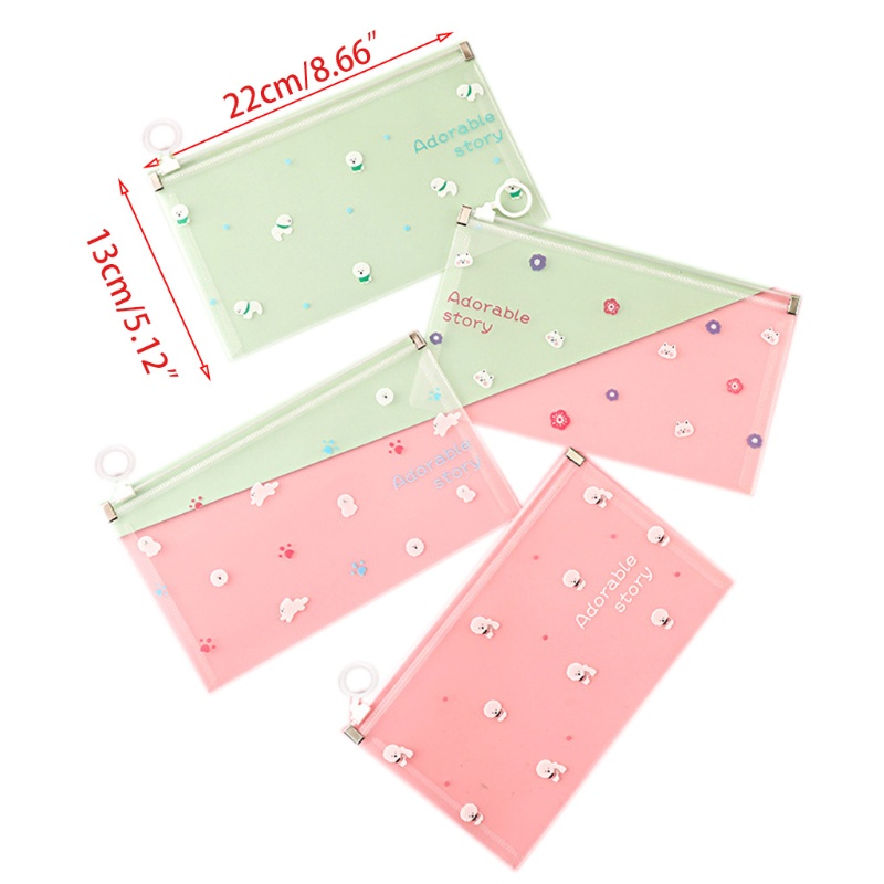 Bộ 4 Túi Đựng Mỹ Phẩm Chống Thấm Nước Có Khóa Kéo In Hoạt Hình Dễ Thương