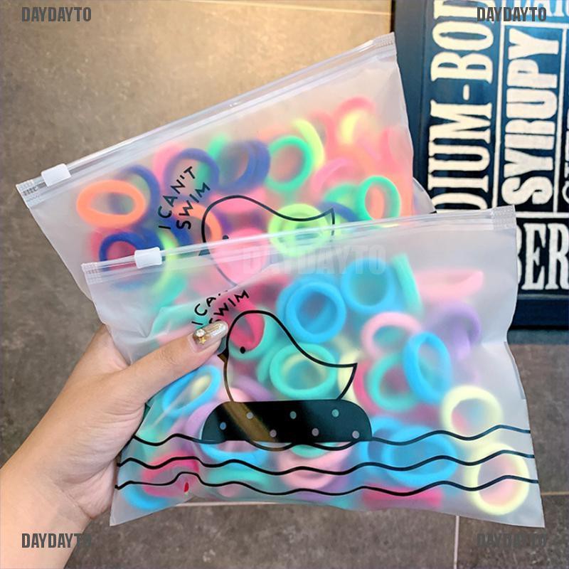 Set 50 / 100 Dây Cột Tóc Co Giãn Màu Trơn Dành Cho Nữ