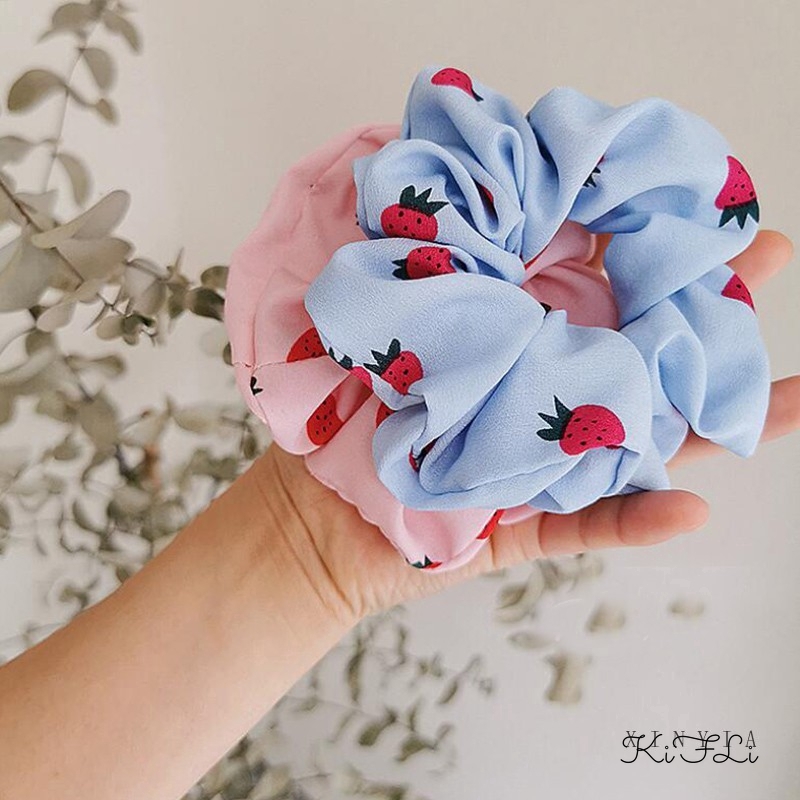 Dây Cột Tóc Họa Tiết Quả Dâu Xinh Xắn Cho Nữ