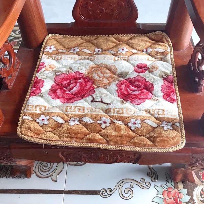 Đệm ghế nhung, đệm ghế sofa - thảm ghế gỗ loai 1 nỉ nhung siêu ấm 3 món