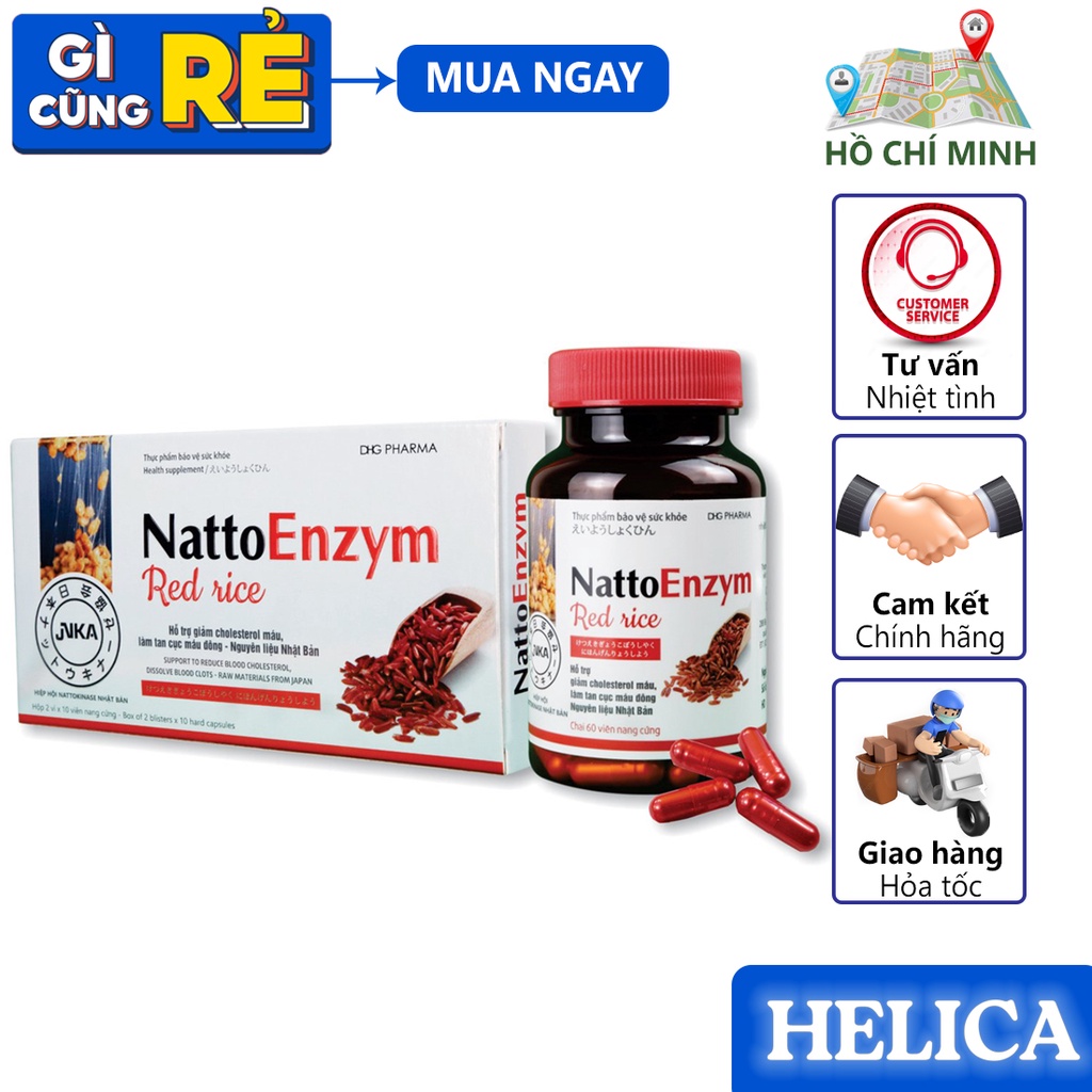 NattoEnzym Red Rice (gạo đỏ) ⚡Chính Hãng⚡ Chai 60 viên - Hỗ trợ giảm Cholesterol, phòng ngừa đột quỵ Minh Khang Pharmacy