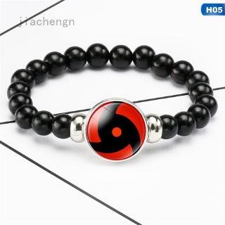 Vòng tay chuỗi hạt đá Cabochon màu đen 8Mm phong cách Anime Naruto Sharingan