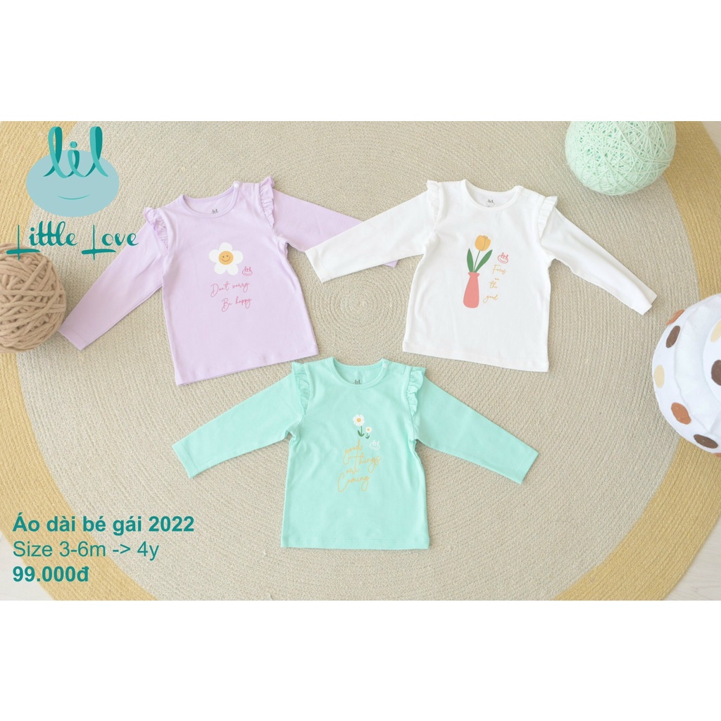 Áo phông dài tay in họa tiết bé trai bé gái Lil Little Love