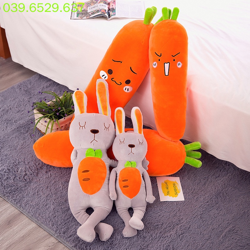 Gối ôm hình củ cà rốt gấu nhồi bông cà rốt siêu dễ thương con Thỏ yêu thích Gấu bông cà rốt
