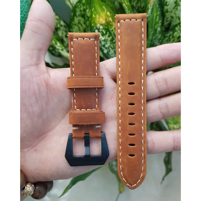 Dây đeo Đồng hồ Da bò thật khâu Thủ công  Kích thước 20/22mm cho Đồng hồ cơ Đồng hồ thông minh Smartwatch