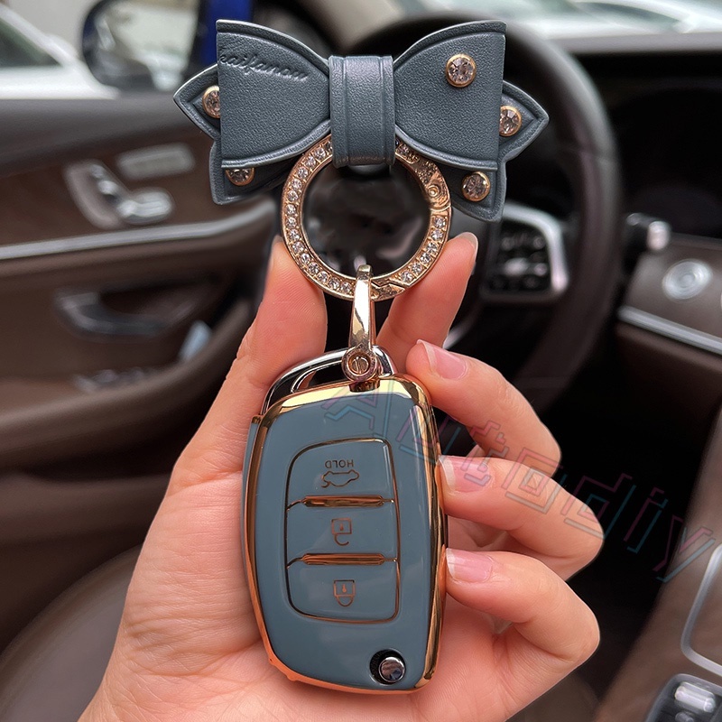 Vỏ TPU Bảo Vệ Chìa Khóa Xe Hơi Hyundai ix25 ix35 i10 i20 i30 Solaris Tucson Sonata Santa Fe Sport Mistra Elantra Creta Verna 2015-2018
