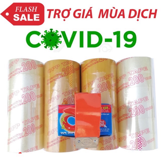 [GIÁ SỐC] Băng keo đục 200Y ( 6 cuộn/cây ) - Chuẩn - Dai - Dính